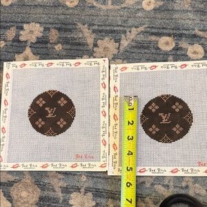 Brown Needlepoint Coin Purse Canvas Set